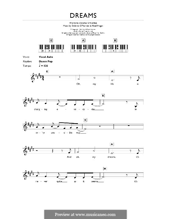 Dreams (The Cranberries): para teclado by Dolores O'Riordan, Noel Hogan