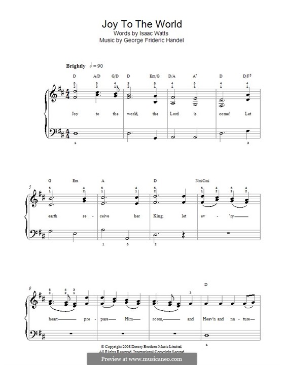 Piano version: Easy version (with chords) by Georg Friedrich Händel