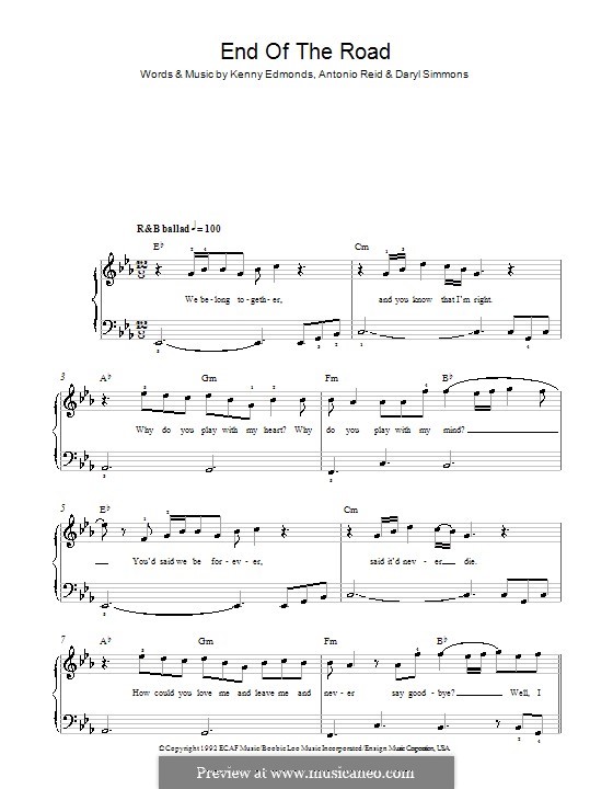 End of the Roads (Boyz II Men): Facil para o piano by L.A. Reid, Daryl Simmons, Kenneth 'Babyface' Edmonds