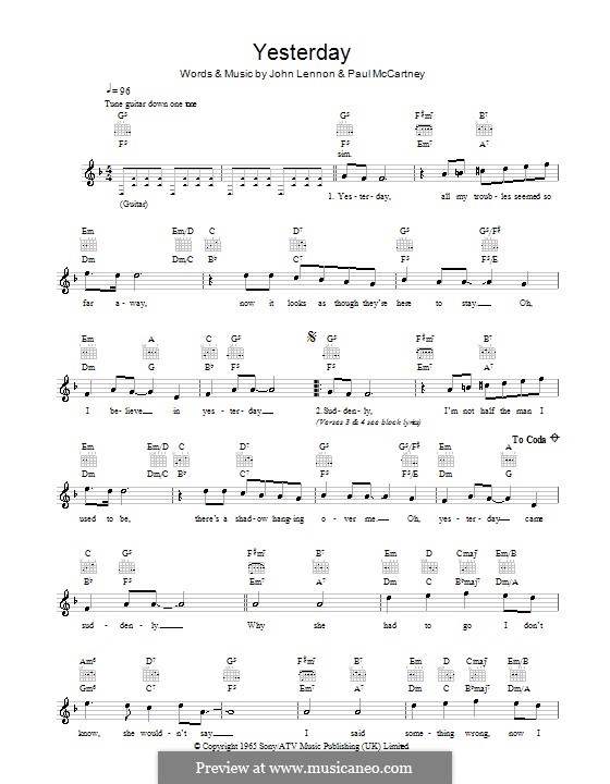 Vocal version: melodía,letras e acordes by John Lennon, Paul McCartney