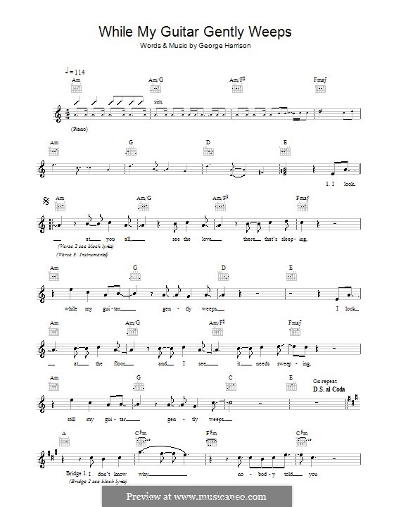 Letra Y Acordes De While My Guitar Gently Weeps