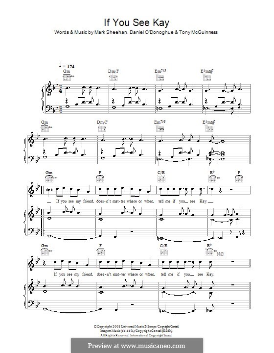 If You See Kay (The Script): Para vocais e piano (ou Guitarra) by Danny O'Donoghue, Mark Sheehan, Tony McGuinness