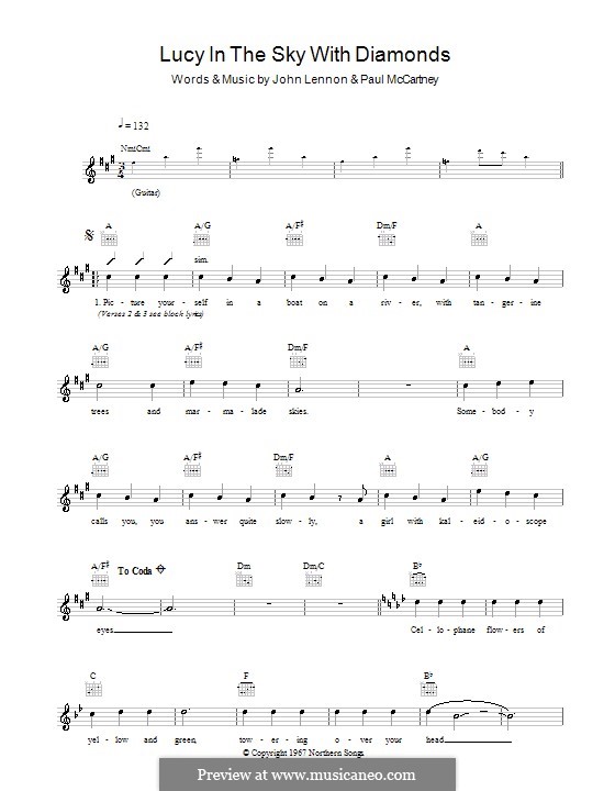 Lucy in the Sky with Diamonds (The Beatles): melodía,letras e acordes by John Lennon, Paul McCartney