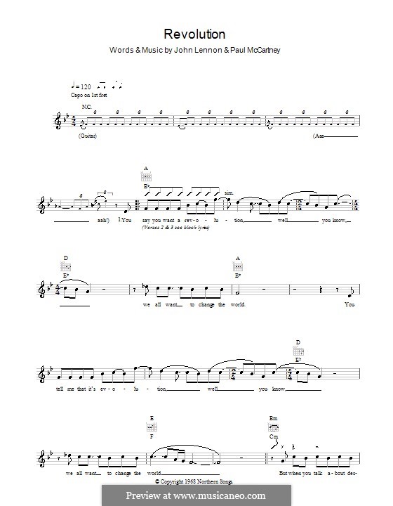 Revolution (The Beatles): melodía,letras e acordes by John Lennon, Paul McCartney