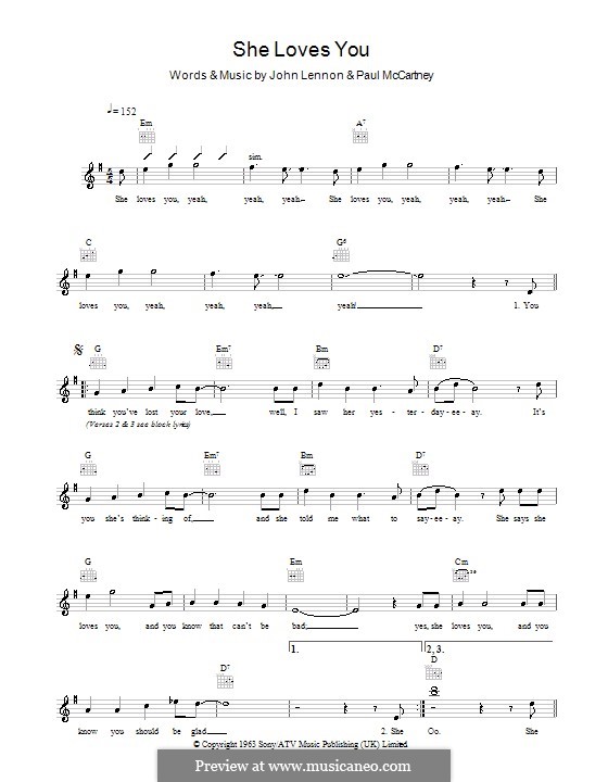 She Loves You (The Beatles): melodía,letras e acordes by John Lennon, Paul McCartney