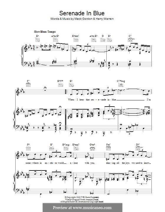 Serenade in Blue (Frank Sinatra): Para vocais e piano (ou Guitarra) by Harry Warren