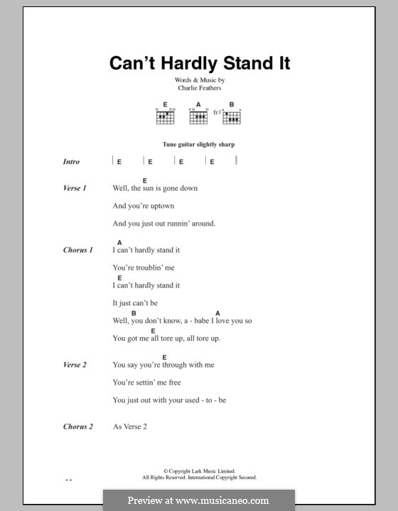 Can't Hardly Stand It: Letras e Acordes by Charlie Feathers