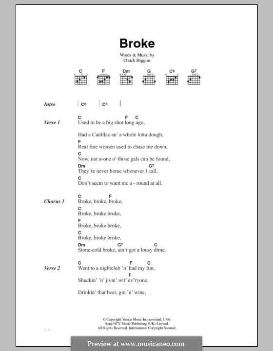 Broke: Letras e Acordes by Chuck Higgins