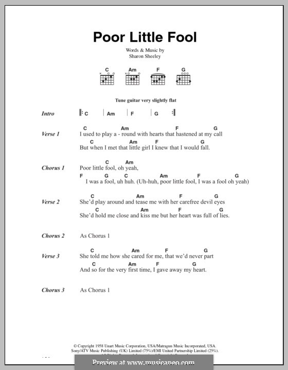 Poor Little Fool: Letras e Acordes by Sharon Sheeley