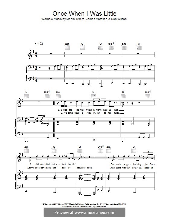 Once, When I Was Little: Para vocais e piano (ou Guitarra) by Daniel Wilson, Martin Terefe