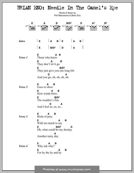 Needle in the Camel's Eye: Letras e Acordes by Phil Manzanera