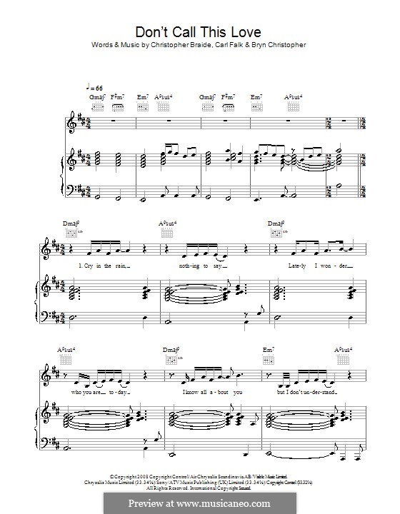 Don't Call This Love (Leon Jackson): Para vocais e piano (ou Guitarra) by Bryn Christopher, Carl Falk, Chris Braide