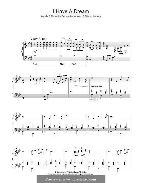 I Have a Dream (ABBA): Para Piano by Benny Andersson, Björn Ulvaeus