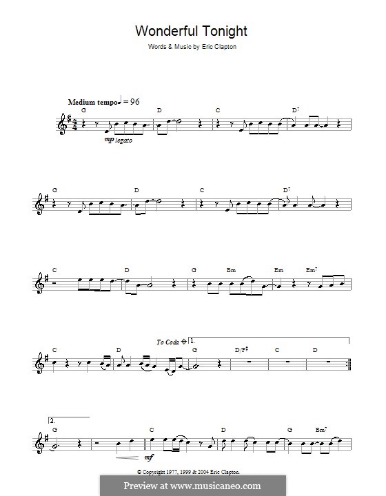 Wonderful Tonight: para flauta by Eric Clapton