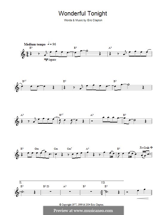 Wonderful Tonight: para Saxofone Alto by Eric Clapton