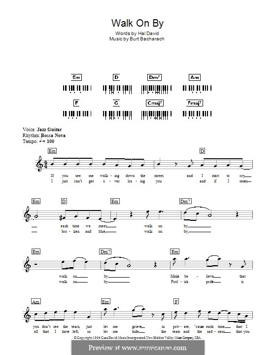 Walk on By: For keyboard (Dionne Warwick) by Burt Bacharach