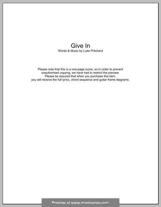 Give in (The Kooks): Letras e Acordes by Luke Pritchard