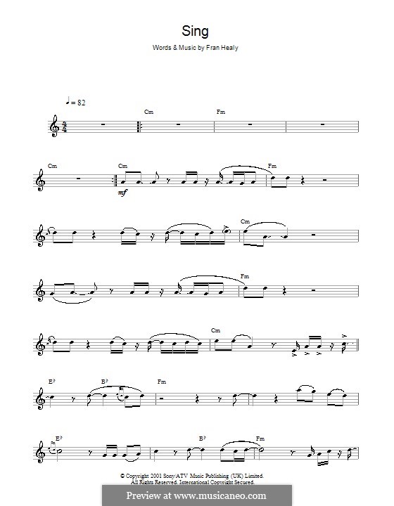 Sing (Travis): para saxofone by Fran Healy
