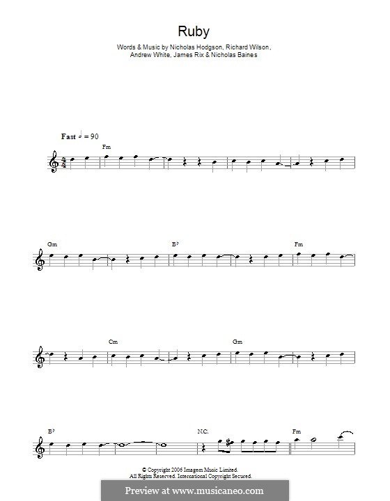 Ruby (Kaiser Chiefs): para saxofone by Andrew White, James Rix, Nicholas Baines, Nicholas Hodgson, Charles Wilson