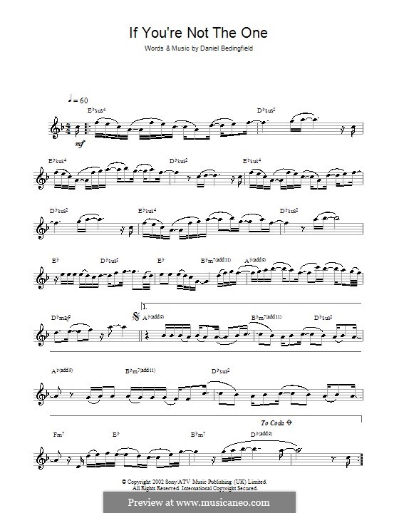 If You're Not The One: para saxofone by Daniel Bedingfield