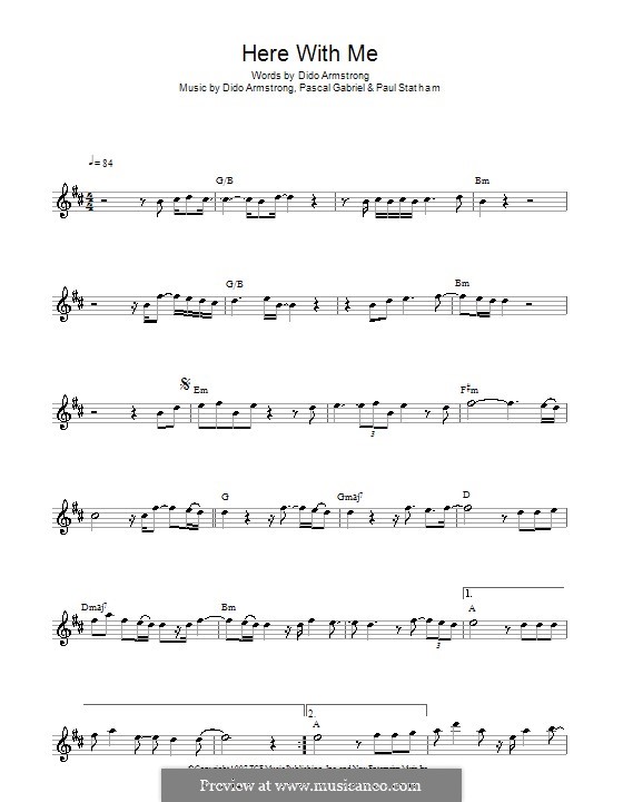 Here with Me (Dido): para flauta by Dido Armstrong, Pascal Gabriel, Paul Statham