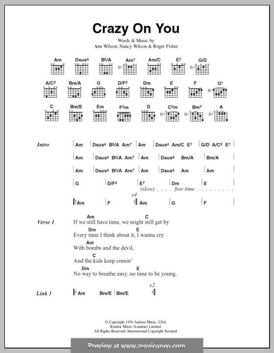 Crazy on You (Heart): Letras e Acordes by Ann Wilson, Nancy Wilson, Roger Fisher