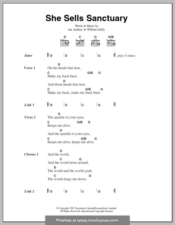 She Sells Sanctuary (The Cult): Letras e Acordes by Ian Astbury, William Duffy