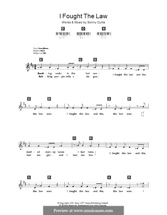 I Fought the Law (The Clash): para teclado by Sonny Curtis