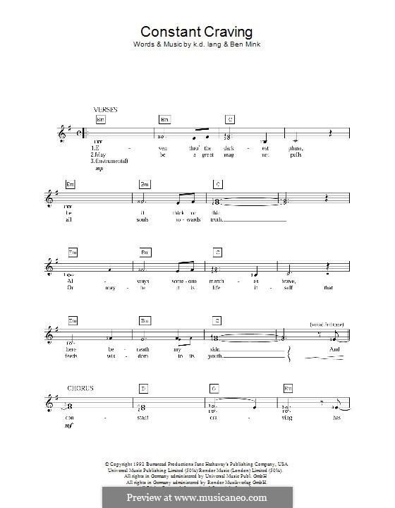 Constant Craving: para teclado by Ben Mink, k.d. lang