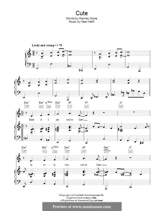 Cute: Para vocais e piano (ou Guitarra) by Neal Hefti