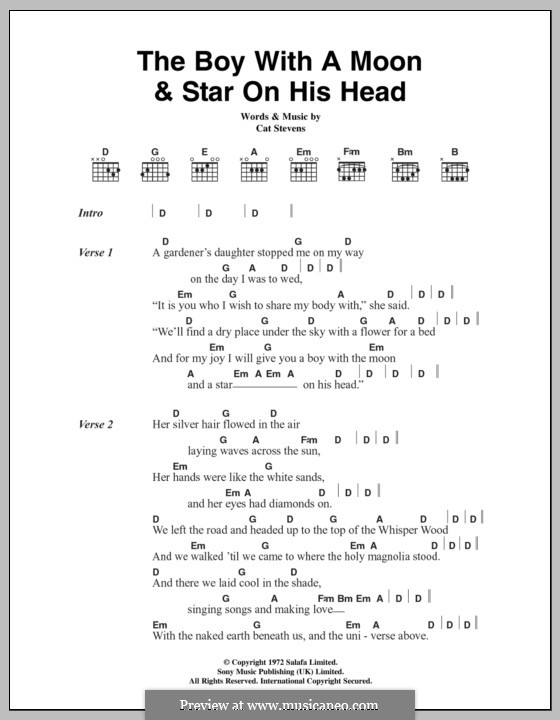 The Boy with the Moon and Star on His Head: Letras e Acordes by Cat Stevens