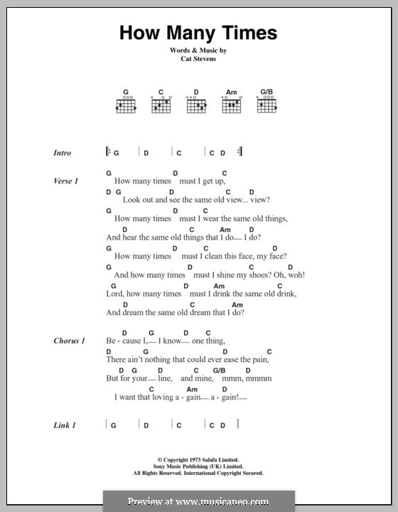 How Many Times: Letras e Acordes by Cat Stevens