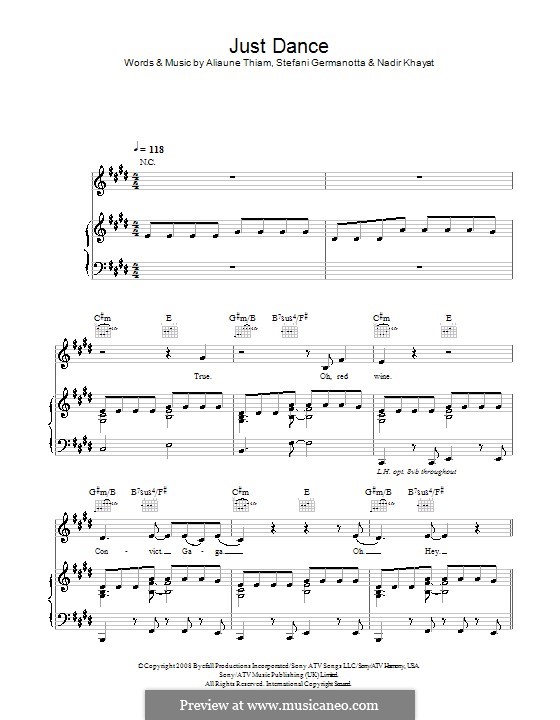 Just Dance (Lady Gaga): Para vocais e piano (ou Guitarra) by RedOne, Aliaune Thiam, Stefani Germanotta