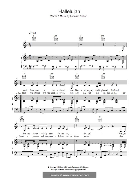 Vocal version: para voz, piano e guitarra (F Major) by Leonard Cohen