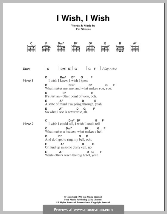 I Wish, I Wish: Letras e Acordes by Cat Stevens