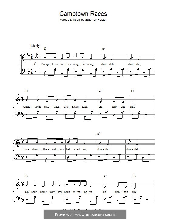 The Camptown Races: Para vocais e piano by Stephen Collins Foster