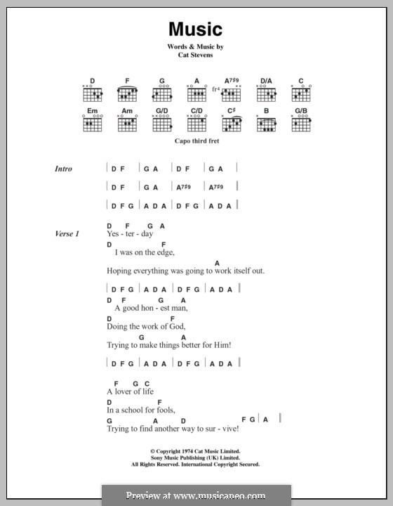 Music: Letras e Acordes by Cat Stevens