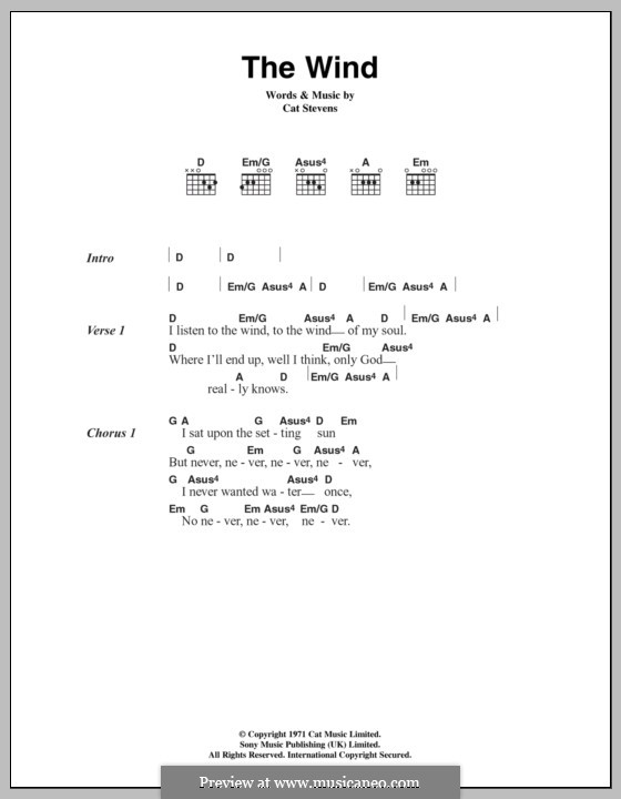 The Wind: Letras e Acordes by Cat Stevens