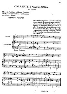 Corrente e Gagliarda: For violin and basso continuo by Martino Pesenti