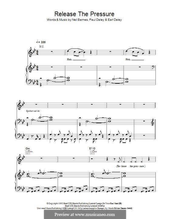 Release the Pressure (Leftfield): Para vocais e piano (ou Guitarra) by Earl Daley, Neil Barnes, Paul Daley