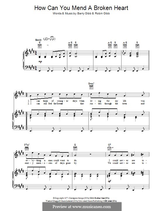 How Can You Mend a Broken Heart: para voz e piano ou guitarra (Michael Buble) by Barry Gibb, Robin Gibb