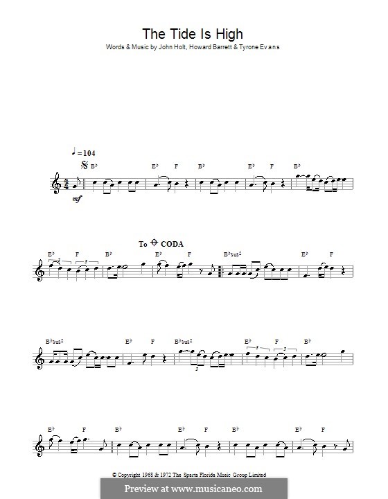 The Tide is High (Blondie): para clarinete by Howard Barrett, John Holt, Tyrone Evans