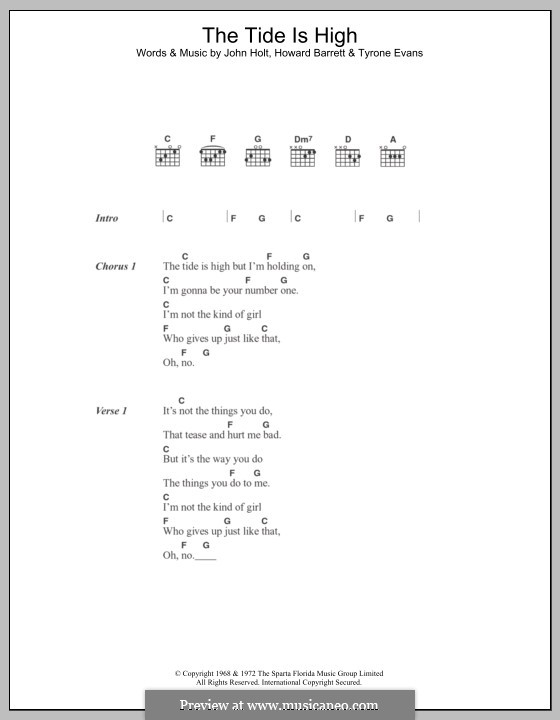 The Tide is High (Blondie): Letras e Acordes by Howard Barrett, John Holt, Tyrone Evans