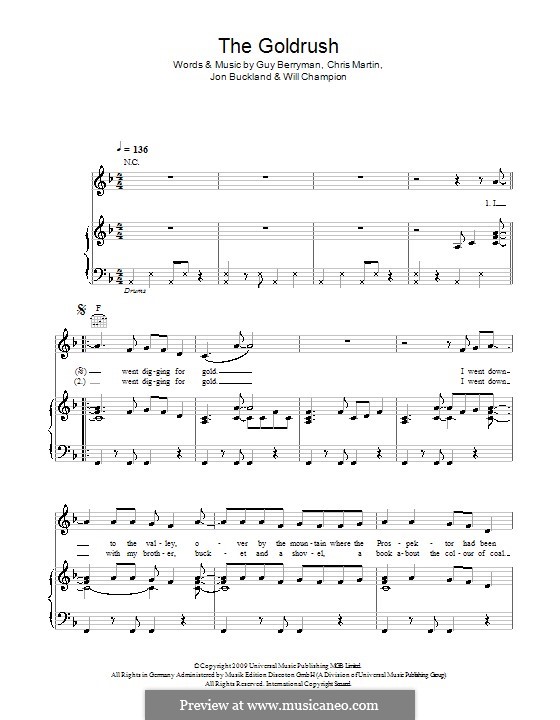 The Goldrush (Coldplay): Para vocais e piano (ou Guitarra) by Chris Martin, Guy Berryman, Jonny Buckland, Will Champion