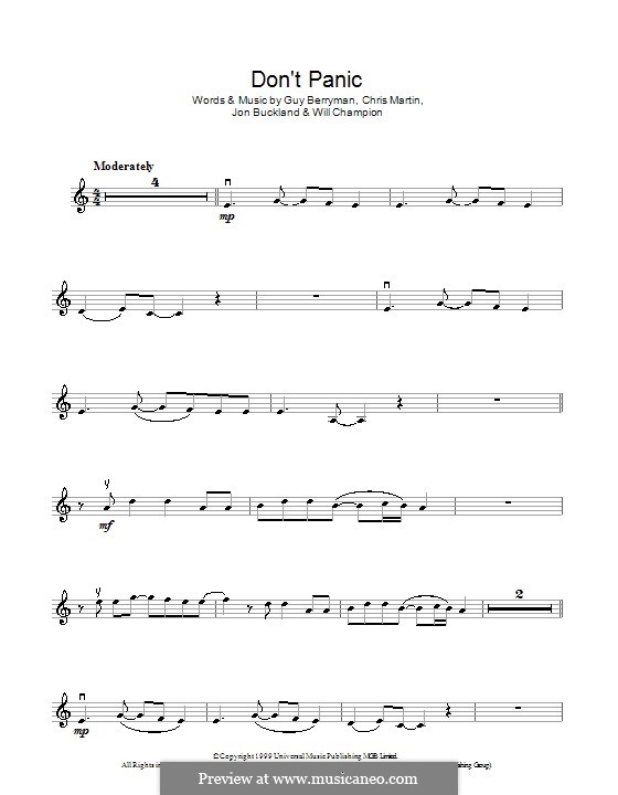 Don't Panic (Coldplay): para violino by Chris Martin, Guy Berryman, Jonny Buckland, Will Champion