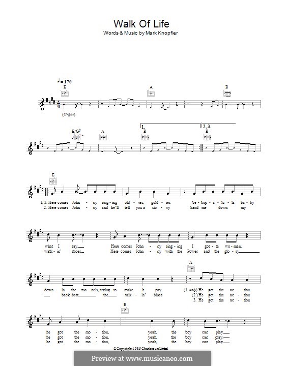 Walk of Life (Dire Straits): melodía,letras e acordes by Mark Knopfler