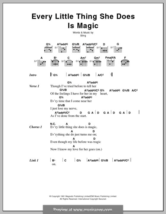 Every Little Thing She Does Is Magic (The Police): Letras e Acordes by Sting