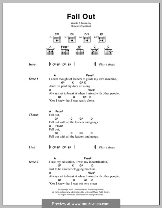 Fall Out (The Police): Letras e Acordes by Stewart Copeland