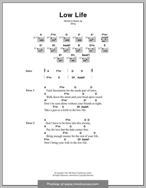 Low Life (The Police): Letras e Acordes by Sting