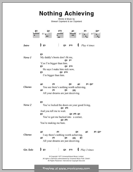 Nothing Achieving (The Police): Letras e Acordes by Ian Copeland, Stewart Copeland